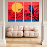 Blue Owl beneath a Golden Moon canvas wall art in room setting 5