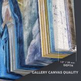 Virgin Mary in an Ornate Gold Frame canvas texture and wrapped edge closeup