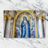 Virgin Mary in an Ornate Gold Frame canvas artwork displayed on a marble background