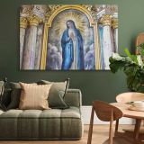 Virgin Mary in an Ornate Gold Frame canvas wall art in room setting 4