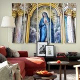 Virgin Mary in an Ornate Gold Frame canvas wall art in room setting 6