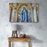 Virgin Mary in an Ornate Gold Frame canvas wall art in room setting 7