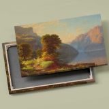 A View of a Lake in the Mountains canvas front and rear frame view