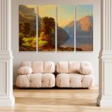 A View of a Lake in the Mountains canvas wall art in room setting 5