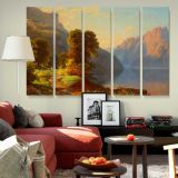 A View of a Lake in the Mountains canvas wall art in room setting 6
