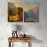 A View of a Lake in the Mountains canvas wall art in room setting 7