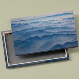 Layers of Blue Mountains canvas front and rear frame view