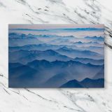 Layers of Blue Mountains canvas artwork displayed on a marble background