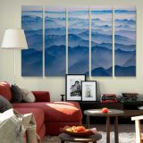 Layers of Blue Mountains canvas wall art in room setting 6