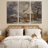 Winter Landscape with Figures canvas wall art in room setting 7