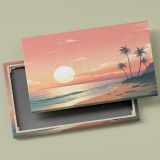 Tropical Beach at Pink Sunset canvas front and rear frame view