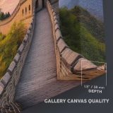 Great Wall of China at Sunset canvas texture and wrapped edge closeup