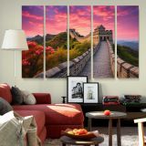 Great Wall of China at Sunset canvas wall art in room setting 6