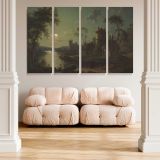 Moonlit River Scene with Classical Ruins canvas wall art in room setting 5