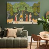 Krishna Entertains His Companions canvas wall art in room setting 4