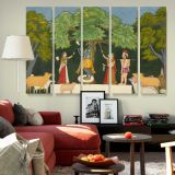 Krishna Entertains His Companions canvas wall art in room setting 6
