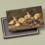 Ducklings in a Woodland Nest canvas front and rear frame view