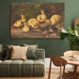 Ducklings in a Woodland Nest canvas wall art in room setting 4