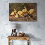 Ducklings in a Woodland Nest canvas wall art in room setting 7