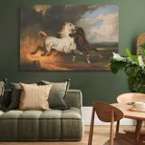 Horses beneath Storm Clouds canvas wall art in room setting 4