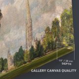 Salisbury Cathedral from Lower Marsh Close canvas texture and wrapped edge closeup