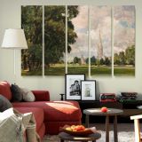 Salisbury Cathedral from Lower Marsh Close canvas wall art in room setting 6