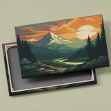 Mountain Valley at Golden Sunset canvas front and rear frame view