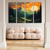 Mountain Valley at Golden Sunset canvas wall art in room setting 5