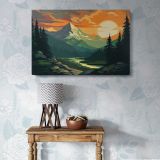 Mountain Valley at Golden Sunset canvas wall art in room setting 7