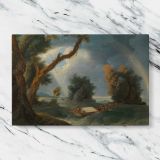 Storm on the Ganges with Mrs Hastings near the Col gon Rocks canvas artwork displayed on a marble background