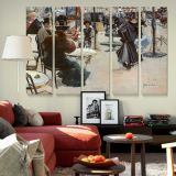 Street scene Cafe terrace canvas wall art in room setting 6