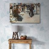 Street scene Cafe terrace canvas wall art in room setting 7
