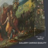 Landscape with Allegories of the Four Elements canvas texture and wrapped edge closeup