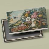 Fruit and Flowers in a Classical Garden canvas front and rear frame view