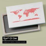 Red Heart World Map canvas front and rear frame view