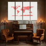 Red Heart World Map canvas wall art in room setting 5