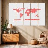 Red Heart World Map canvas wall art in room setting 6
