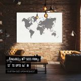 Black Striped World Map canvas wall art in room setting 4