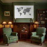 Black Striped World Map canvas wall art in room setting 7