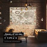 Decorative Antique World Map canvas wall art in room setting 4