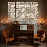 Decorative Antique World Map canvas wall art in room setting 5