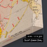 World War Map 1942 canvas texture and wrapped edge closeup