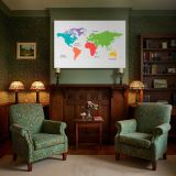 Colourful World Continents Map canvas wall art in room setting 7
