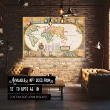 Decorative Map of the Earth 1681 canvas wall art in room setting 4