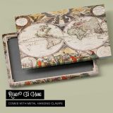 Antique Double Hemisphere World Map canvas front and rear frame view