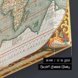Typus Orbis Terrarum World Map canvas texture and wrapped edge closeup
