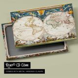 Decorative Double Hemisphere World Map canvas front and rear frame view