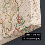 Antique Map of Asia canvas texture and wrapped edge closeup