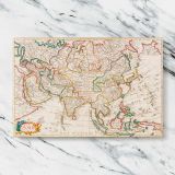 Antique Map of Asia canvas artwork displayed on a marble background