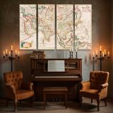 Antique Map of Asia canvas wall art in room setting 5